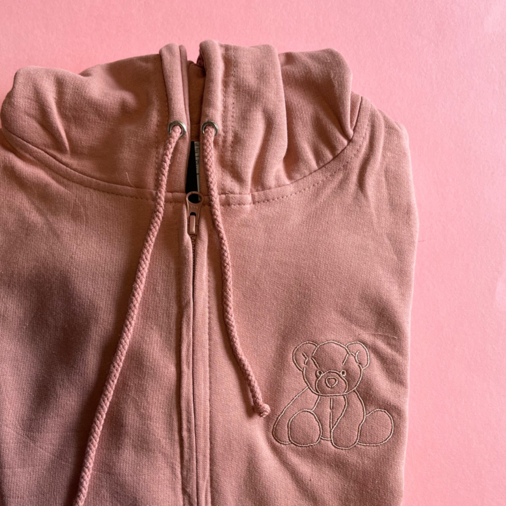 Dusty Pink Teddy Zip Hoodie