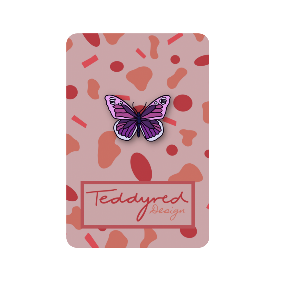 Purple Butterfly Acrylic Pin Badge