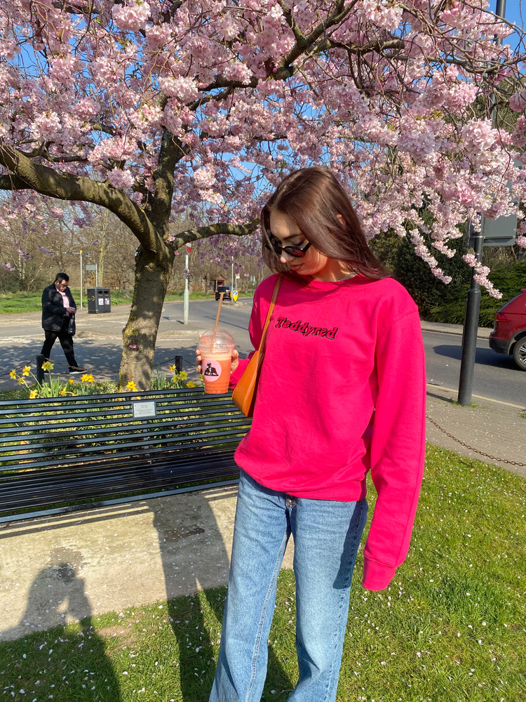 Hot Pink Icons Embroidered Sweatshirt