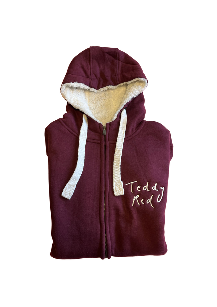 Burgundy Sherpa Zip Hoodie