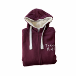 Burgundy Sherpa Zip Hoodie
